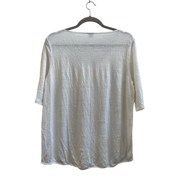 Poetry Flaw Linen Semi Sheer Short Sleeve Scoop Neck Tee Top Size 12 Style VB37 - Picture 3 of 11